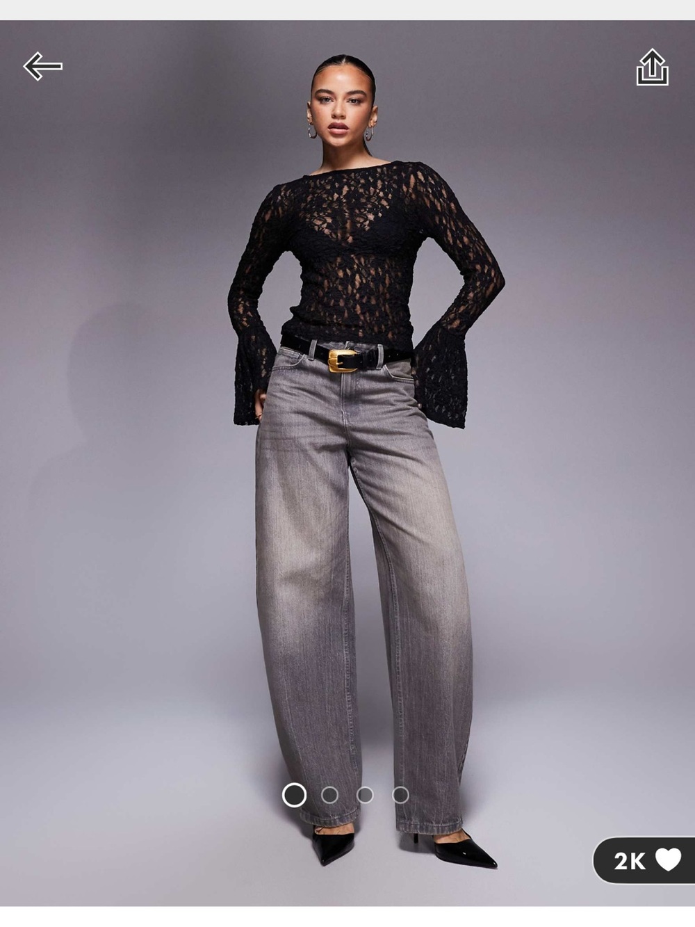 ASOS Black Lace Long-Sleeve Sheer Top